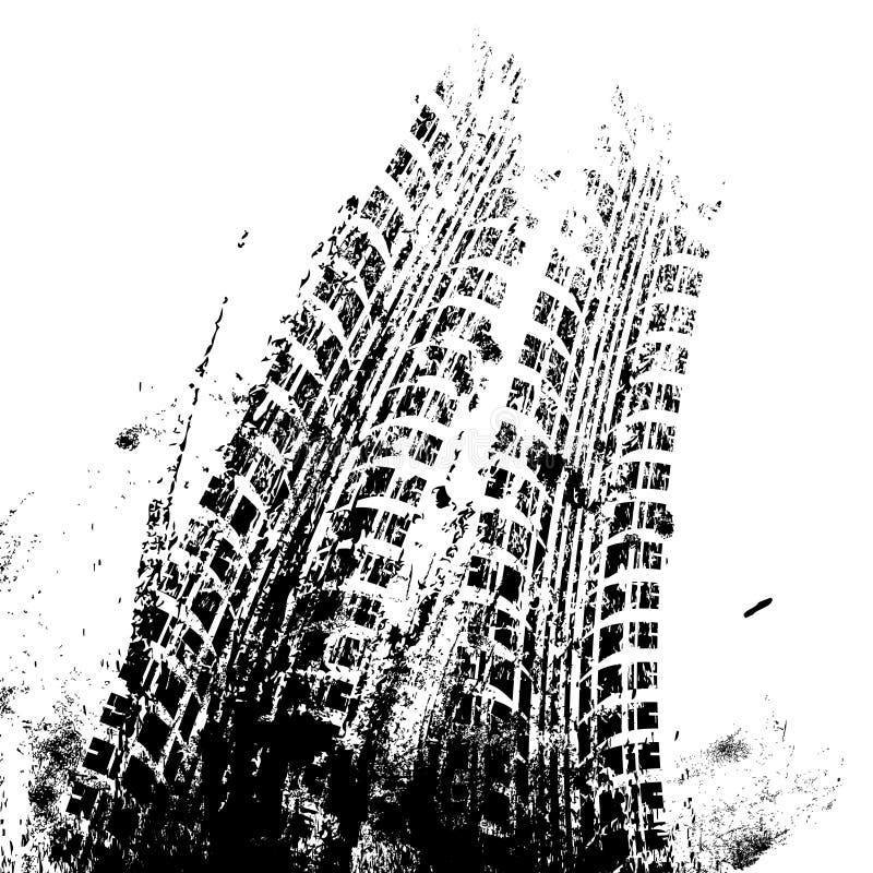 Fondo con la pista del neumático del negro del grunge stock de ilustración