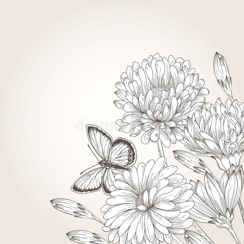 Fondo con las flores stock de ilustración Fondo con las flores stock de ilustración