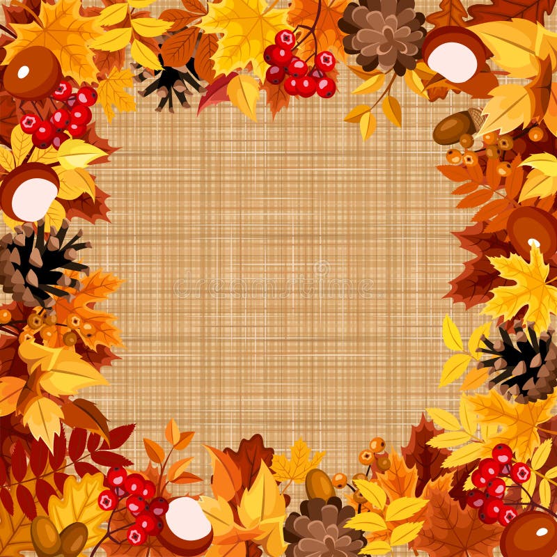 Fondo con le foglie variopinte di autunno su un tessuto di licenziamento Vettore EPS-10 illustrazione di stock