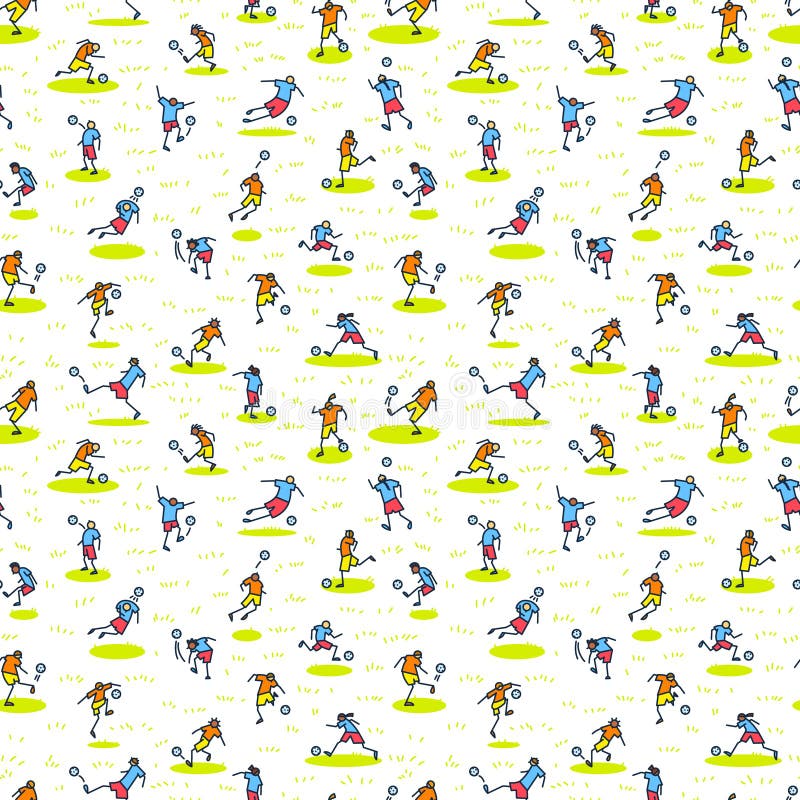 Fondo con los jugadores de fútbol con la bola Modelo inconsútil de m libre illustration Fondo con los jugadores de fútbol con la bola Modelo inconsútil de m libre illustration
