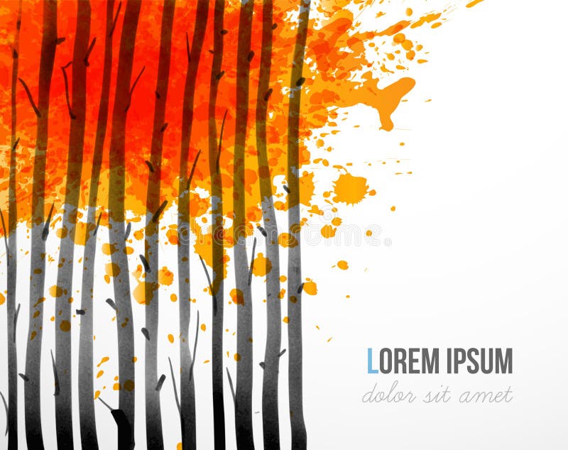 Fondo con los árboles forestales del otoño y lugar para su texto stock de ilustración Fondo con los árboles forestales del otoño y lugar para su texto stock de ilustración