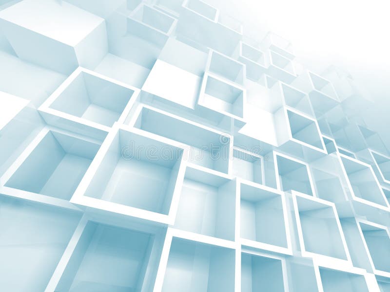 fondo 3d con los estantes vacíos blancos y azules claros stock de ilustración fondo 3d con los estantes vacíos blancos y azules claros stock de ilustración
