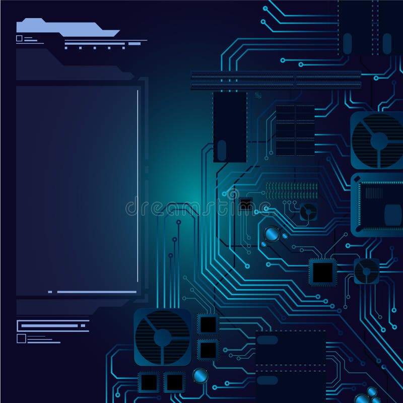 Hardware motherboard illustration in vector format. Detailed wires, fans, memories etc. And finally the text field included. Hardware motherboard illustration in vector format. Detailed wires, fans, memories etc. And finally the text field included.