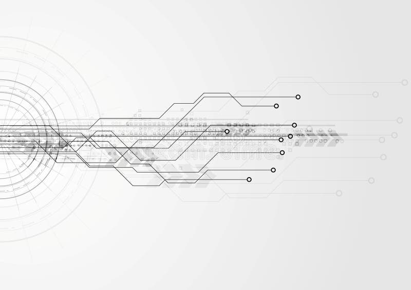 Fondo de alta tecnología gris de la placa de circuito ilustración del vector Fondo de alta tecnología gris de la placa de circuito ilustración del vector