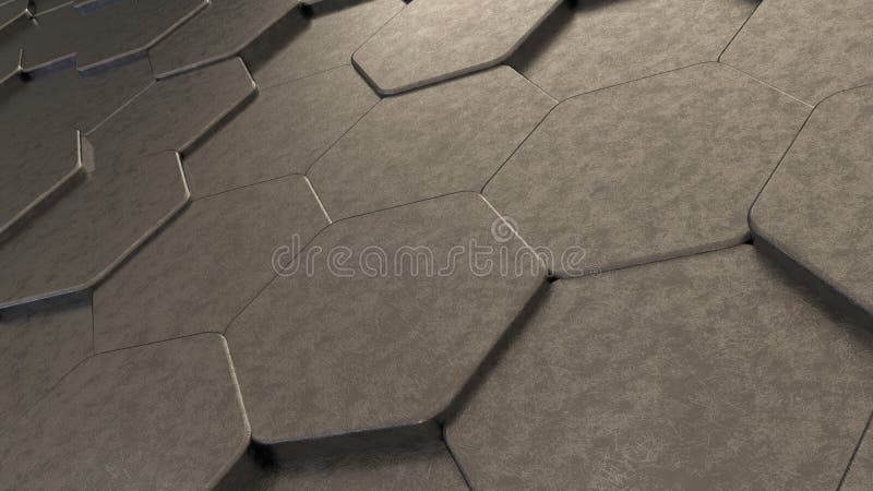 Fondo de azulejos hexagonales 3d de plástico raspado gris desde la perspectiva concepto minimalista. libre illustration