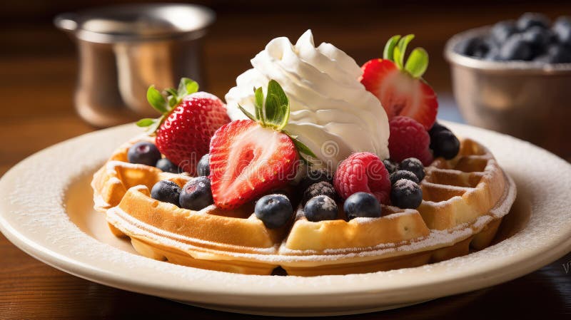 Fondo de comida de waffle dorado crema stock de ilustración