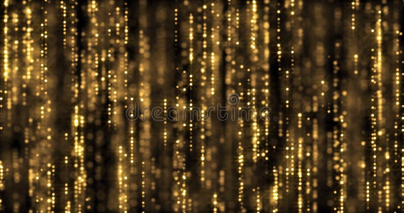 Fondo de cortina dorado, partículas brillantes doradas fluyendo con chispas mágicas. Sombras brillantes brillantes stock de ilustración Fondo de cortina dorado, partículas brillantes doradas fluyendo con chispas mágicas. Sombras brillantes brillantes stock de ilustración