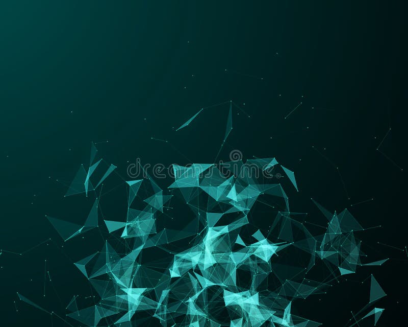 Abstract digital background with green geometric particles. Abstract digital background with green geometric particles