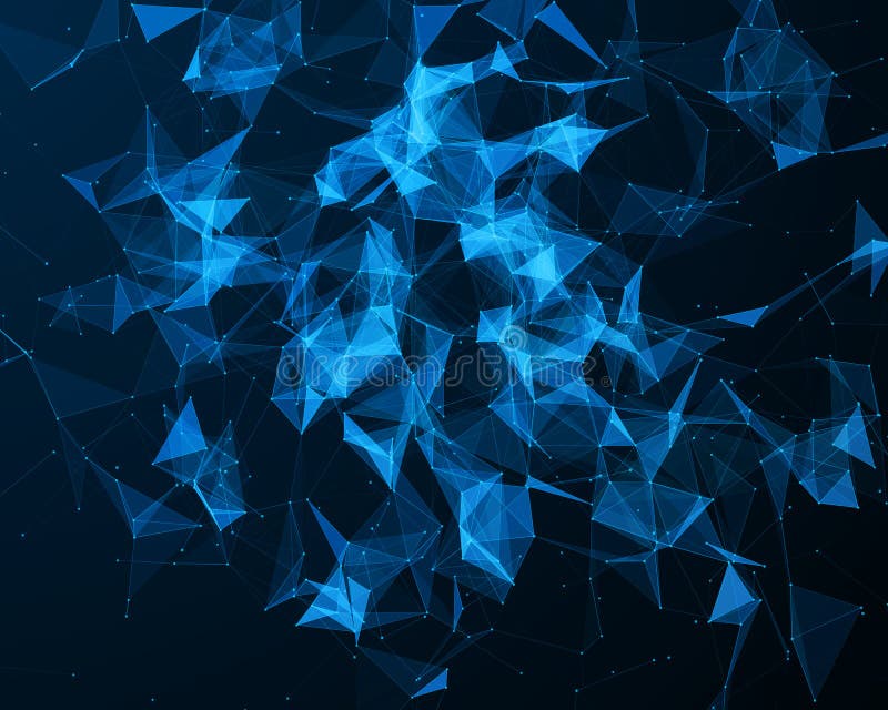 Abstract digital background with blue geometric particles. Abstract digital background with blue geometric particles