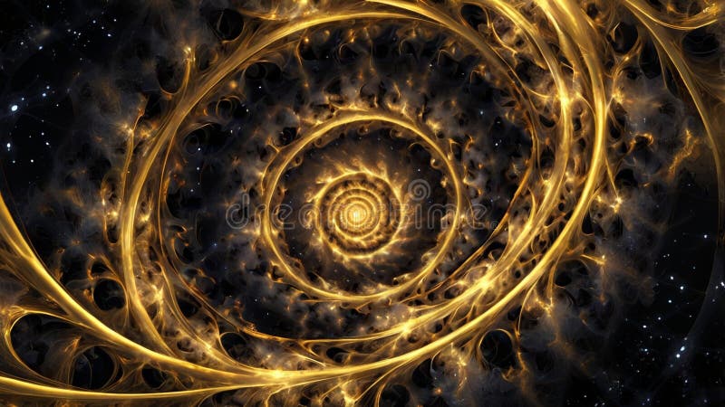 Fondo de diseño de arte abstracto de espiral fractal dorada para proyectos de papel tapiz y diseño gráfico ilustración del vector