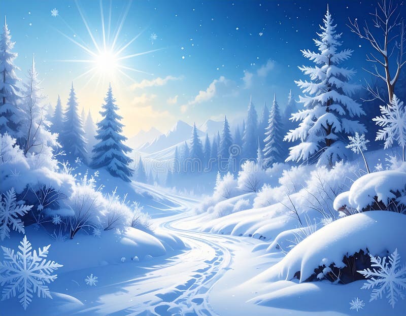 Fondo de invierno azul con hermosos copos de nieve. libre illustration