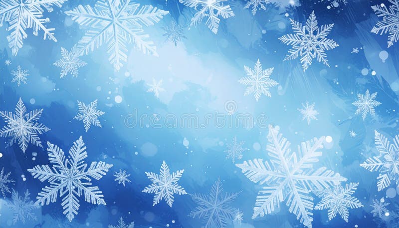 Fondo de invierno azul con hermosos copos de nieve. libre illustration