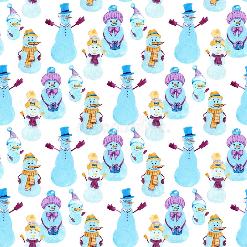 Fondo de la acuarela de la Navidad Modelo inconsútil con los snowmans Elementos para el papel pintado, envolviendo, decoración de imagenes de archivo Fondo de la acuarela de la Navidad Modelo inconsútil con los snowmans Elementos para el papel pintado, envolviendo, decoración de imagenes de archivo