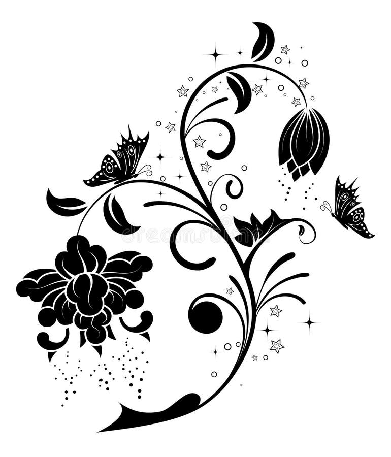 Florecimiento Artístico De La Flor De La Mano De Flores Ilustración Empate  En El Fondo Wite Diseño Lindo De La Flor Ilustraciones svg, vectoriales,  clip art vectorizado libre de derechos. Image 26077696