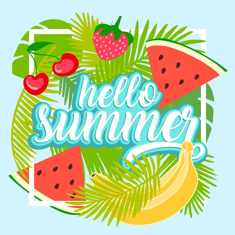 Fondo de la fruta tropical con las hojas ilustración del vector Fondo de la fruta tropical con las hojas ilustración del vector