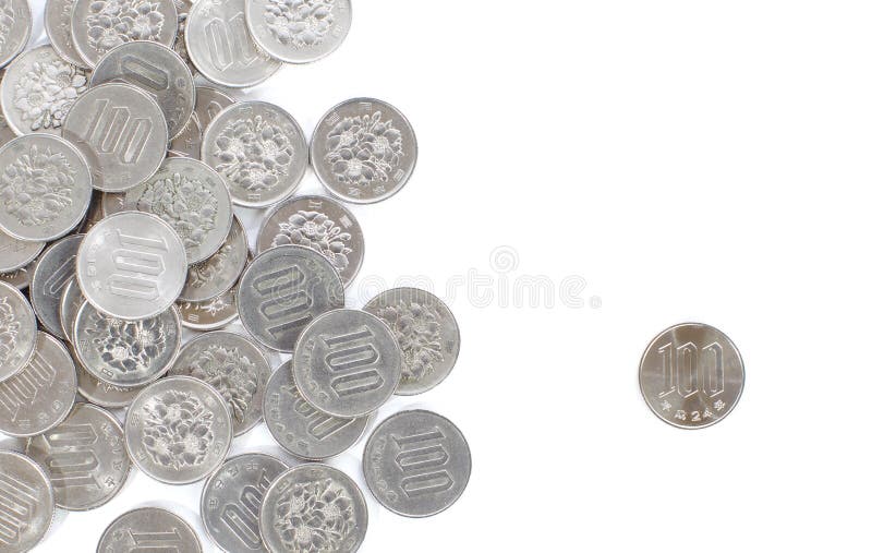 Moneda De 100 Yenes Japoneses Aislada En El Fondo Blanco Imagen De moneda-de-100-yenes-japoneses-aislada-en-el-fondo-blanco-imagen-de