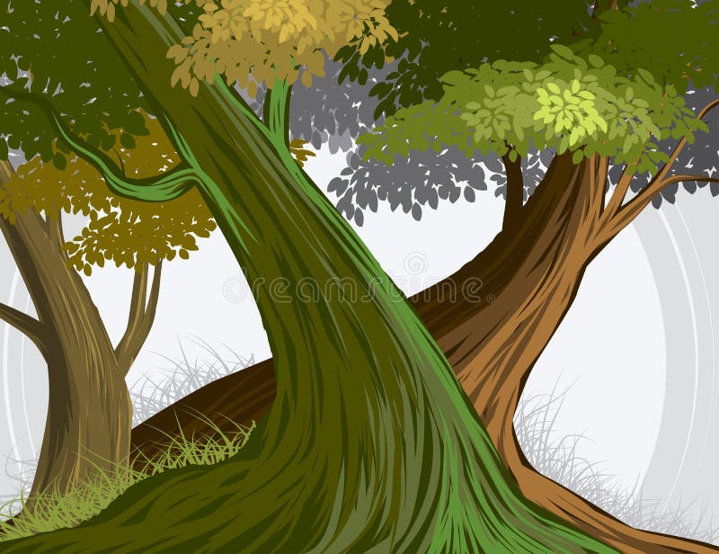 Fondo de la naturaleza del vector de la escena del bosque y de los árboles ilustración del vector Fondo de la naturaleza del vector de la escena del bosque y de los árboles ilustración del vector