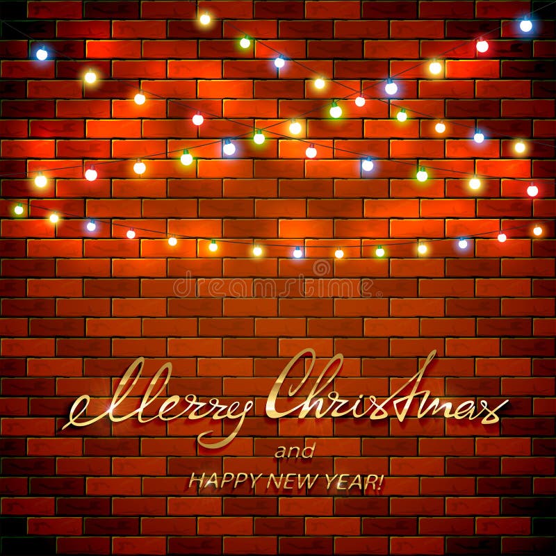 Fondo de la Navidad con las luces y las letras coloridas del día de fiesta stock de ilustración