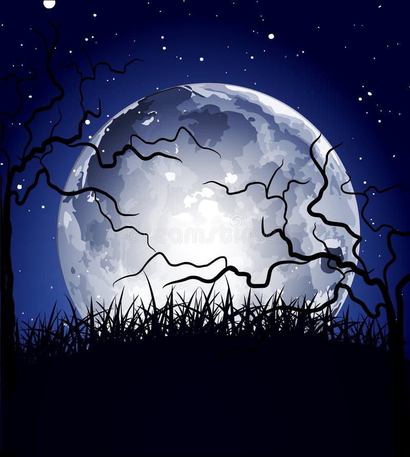 Fondo De La Noche Con La Luna Ilustración del Vector - Ilustración de luna,  cubo: 22890492