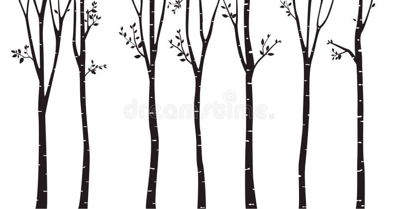 Fondo de la silueta del árbol de abedul stock de ilustración Fondo de la silueta del árbol de abedul stock de ilustración