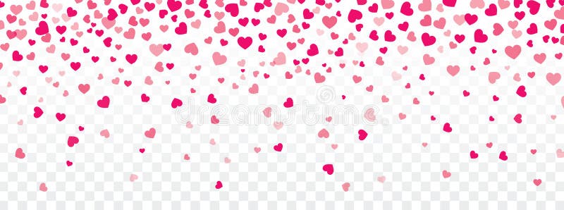 Fondo de la tarjeta del día de San Valentín con los corazones que caen en transparente