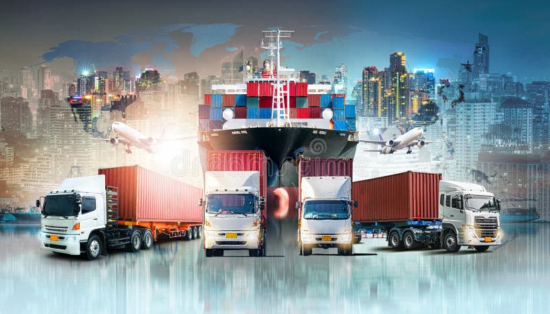 Fondo de las importaciones/exportaciones de la logística de negocio global y nave de la carga del cargo del envase