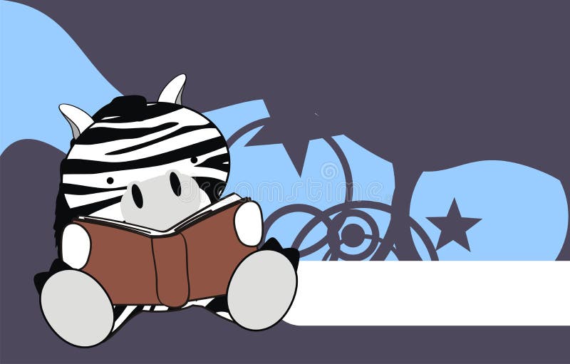  Fondo De Lectura De Dibujos Animados De Baby Zebra Kawaii Ilustración del Vector