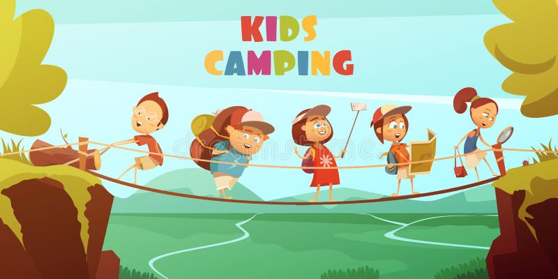 Fondo de los niños que acampa libre illustration Fondo de los niños que acampa libre illustration
