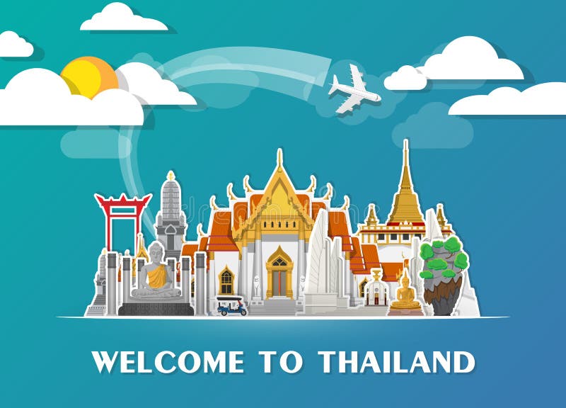 Fondo de papel global del viaje y del viaje de la señal de Tailandia VE ilustración del vector Fondo de papel global del viaje y del viaje de la señal de Tailandia VE ilustración del vector