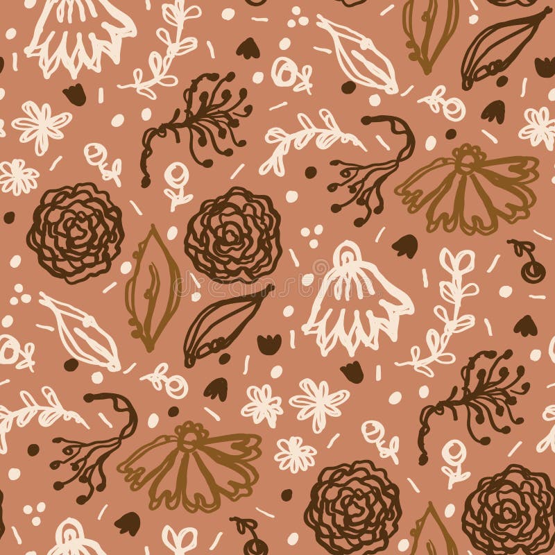 Fondo De Patrón Floral De Garabato Minimalista Sin Costuras. Tranquilo Boho Tono Terroso Fondo De Pantalla De Color. Scandi Unisex Ilustración del Vector - Ilustración de calma, suave: 215436269 Fondo De Patrón Floral De Garabato Minimalista Sin Costuras. Tranquilo Boho Tono Terroso Fondo De Pantalla De Color. Scandi Unisex Ilustración del Vector - Ilustración de calma, suave: 215436269