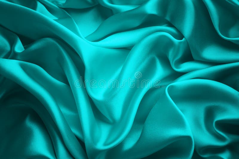Fondo de seda del paño, Teal Satin Abstract Waving Fabric