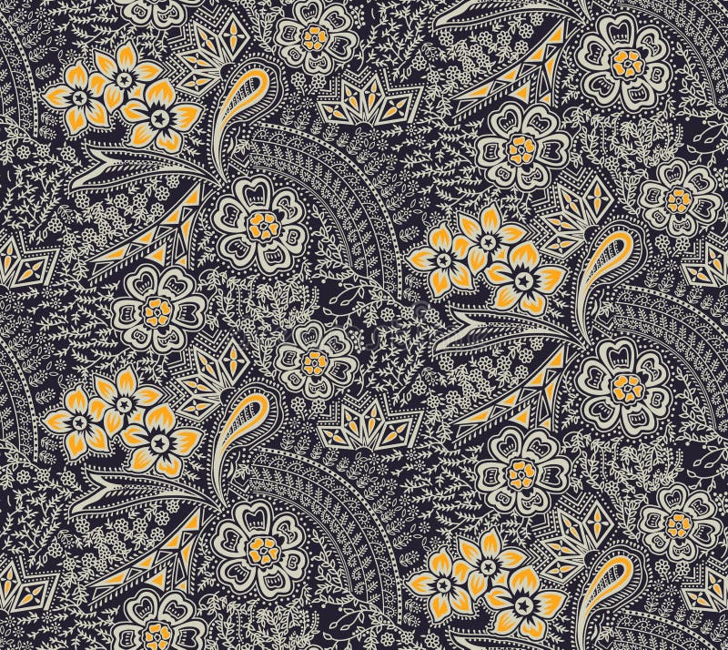 Fondo de seda tradicional inconsútil del estampado de plores del diseño stock de ilustración Fondo de seda tradicional inconsútil del estampado de plores del diseño stock de ilustración