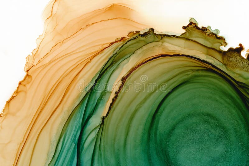 Fondo de textura azul, ocre y color agua verde brillante Manos dibujadas con naranja, salpicaduras de fondo abstracto, tinta alco