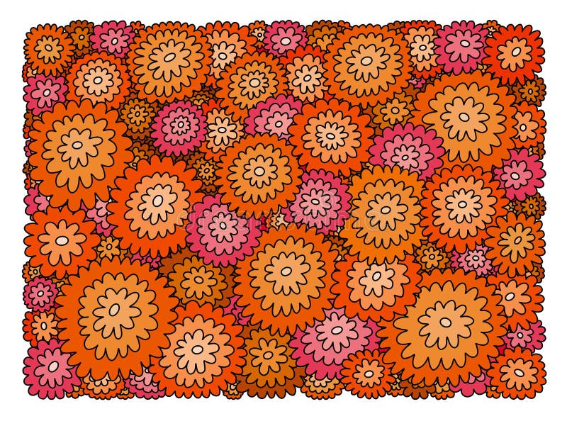 Fondo decorativo de la naranja, del rosa y de flores rojas ilustración del vector Fondo decorativo de la naranja, del rosa y de flores rojas ilustración del vector