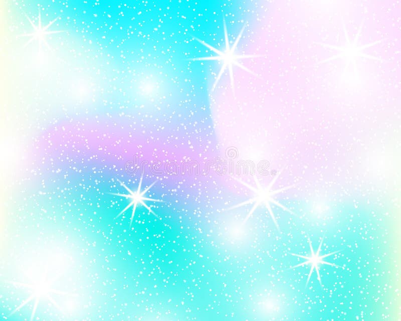 Fondo del arco iris del unicornio Cielo olográfico en color en colores pastel Modelo brillante de la sirena en colores de la prin stock de ilustración
