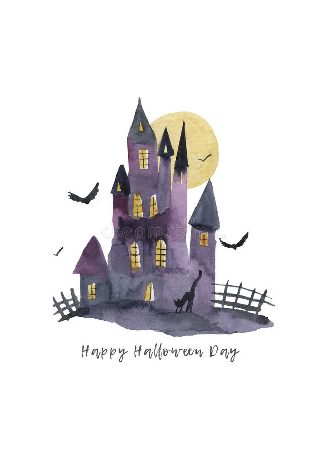Fondo Del Cementerio Del Castillo De Halloween Con Un Temible Castillo,  árboles Y Tumbas Stock de ilustración - Ilustración de arte, publicidad:  169100587