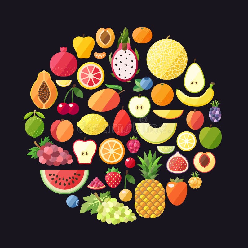 Fondo del cerchio di vettore della frutta Progettazione piana moderna Priorità bassa sana dell'alimento