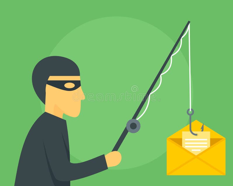 Fondo del concepto del correo del phishing, estilo plano ilustración del vector Fondo del concepto del correo del phishing, estilo plano ilustración del vector