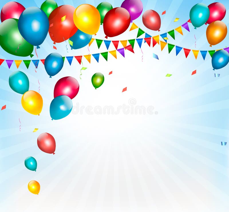 Fondo Del Día De Fiesta Con Los Globos Y La Bandera Coloridos Ilustración  del Vector - Ilustración de regalo, color: 37586303