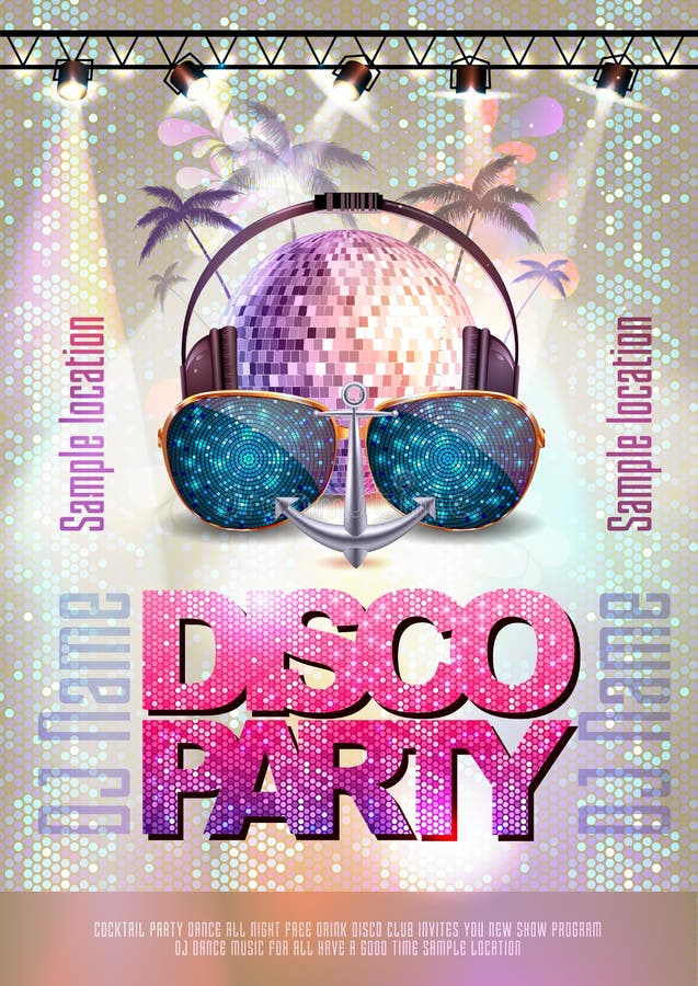 Fondo del disco Cartel del partido de disco stock de ilustración Fondo del disco Cartel del partido de disco stock de ilustración