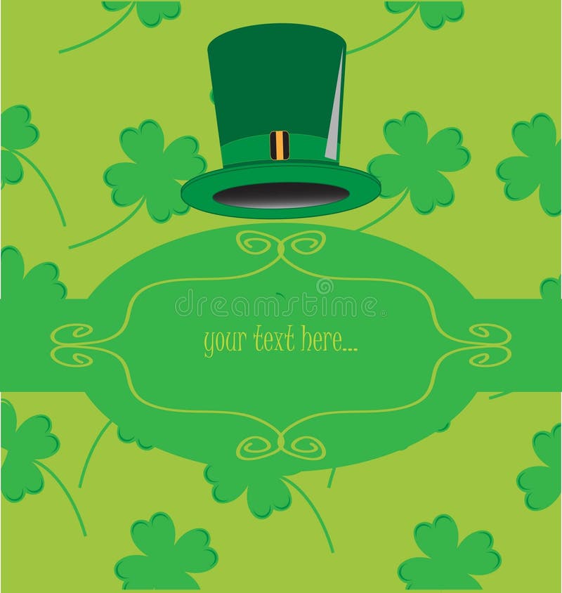 An illustration of a st patricks day hat and clover background. An illustration of a st patricks day hat and clover background