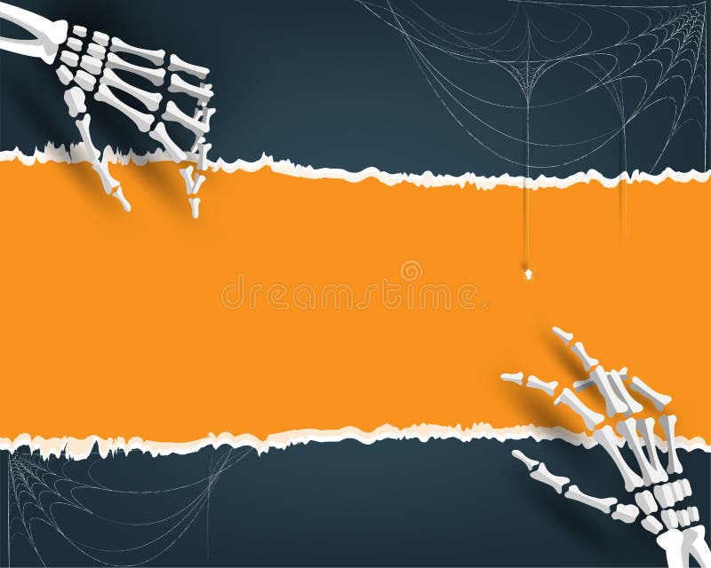 Fondo del ejemplo del partido del feliz Halloween, tarjeta de la invitación por días de fiesta con la telaraña del hueso de mano stock de ilustración Fondo del ejemplo del partido del feliz Halloween, tarjeta de la invitación por días de fiesta con la telaraña del hueso de mano stock de ilustración