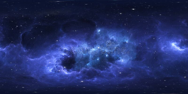 Fondo del espacio de 360 grados con la nebulosa y las estrellas, proyecci? n equirectangular, mapa del ambiente Panorama esf? rico libre illustration