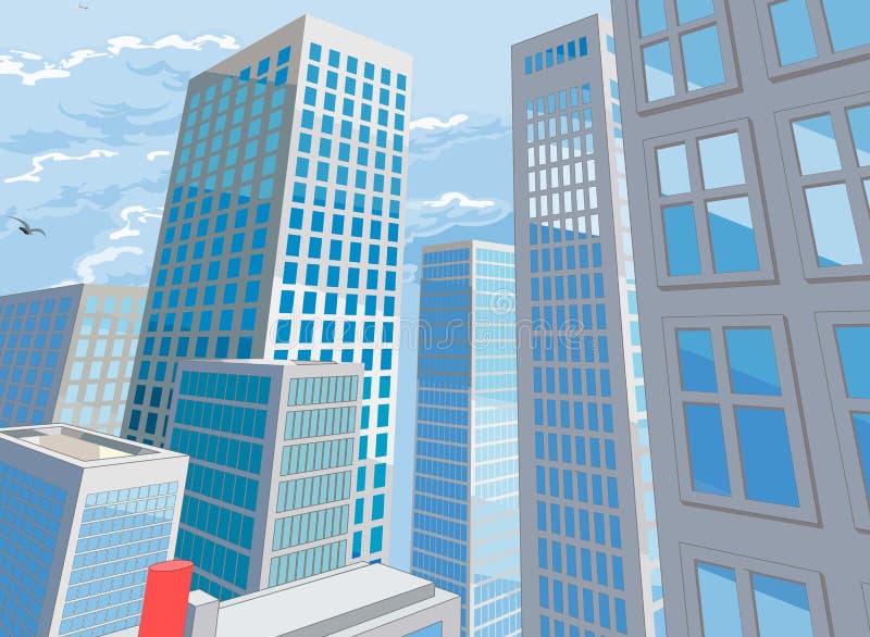 Fondo del estilo de las historietas de los edificios de la ciudad ilustración del vector