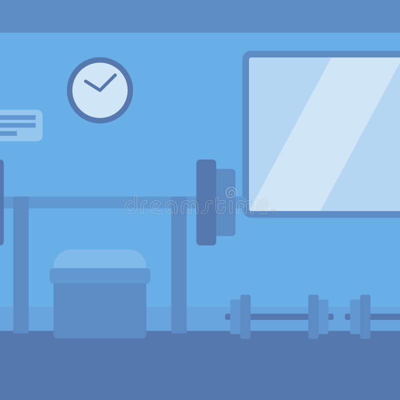 Fondo del gimnasio con el equipo stock de ilustración Fondo del gimnasio con el equipo stock de ilustración