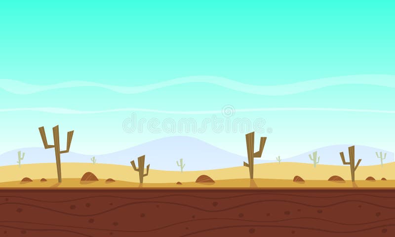 Desert cartoon game landscape background design. Vector illustration. Desert cartoon game landscape background design. Vector illustration.