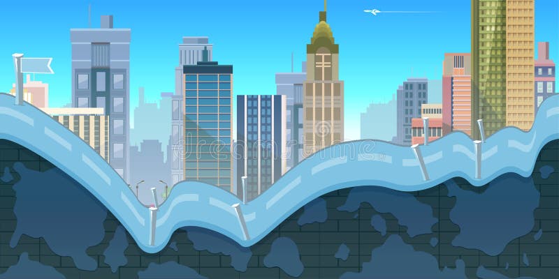 Fondo del gioco della città con le montagne e le retro vecchie automobili, 2d applicazione Illustrazione per il vostro, progetto illustrazione di stock Fondo del gioco della città con le montagne e le retro vecchie automobili, 2d applicazione Illustrazione per il vostro, progetto illustrazione di stock