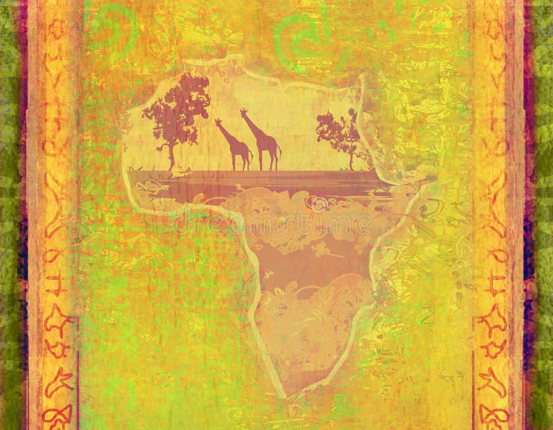 Fondo del Grunge con el continente africano ilustración del vector Fondo del Grunge con el continente africano ilustración del vector