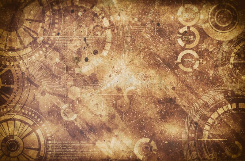 Fondo del grunge de Steampunk, elementos punkyes del vapor en la parte posterior sucia Fondo del grunge de Steampunk, elementos punkyes del vapor en la parte posterior sucia