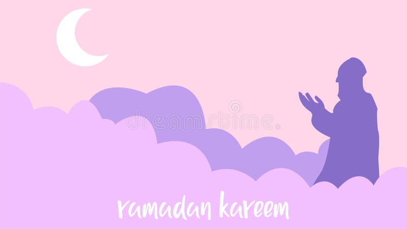 Fondo del kareem del Ramadán con los hombres que ruegan stock de ilustración Fondo del kareem del Ramadán con los hombres que ruegan stock de ilustración